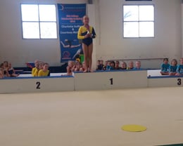 WMGC gymnast Kate takes the trophy for the highest score in Iron grade at the 2018 CSG Competition